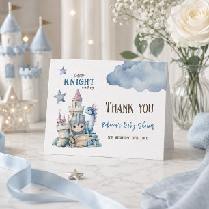 Fairytale Dreamy Dragon Blue Knight Baby Shower Thank You Card