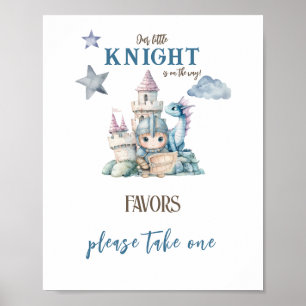 Fairytale Dreamy Dragon Knight Baby Shower Favour Poster