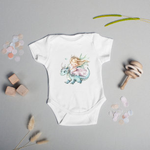 Fairytale Dreamy Dragon Pink Princess Baby Shower  Bodysuit