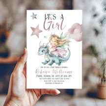 Fairytale Dreamy Dragon Pink Princess Baby Shower 