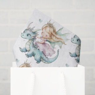 Fairytale Dreamy Dragon Pink Princess Baby Shower Tissue Paper