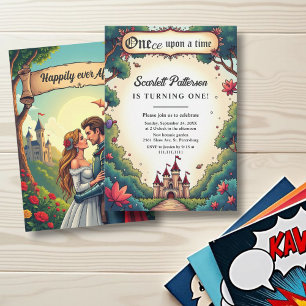 Fairytale Enchanted Forest Castle 1st Birthday Invitation