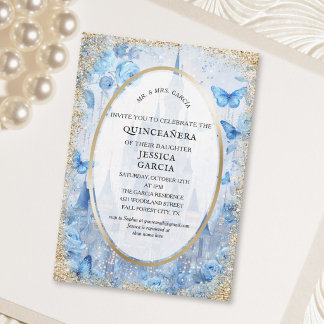 Fairytale Enchanted Forest  Castle Quinceañera  Invitation