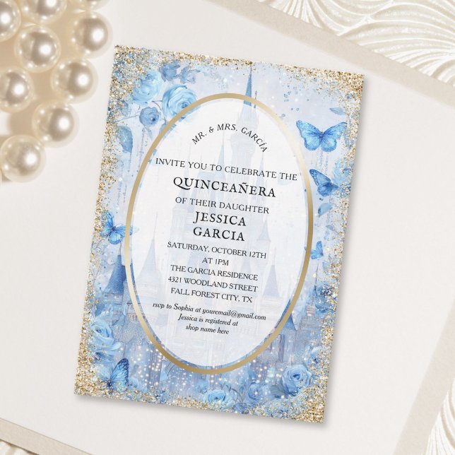Fairytale Enchanted Forest  Castle Quinceañera  Invitation (Fairytale Enchanted Forest Castle Quinceañera Invitation)