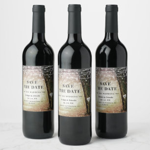 Fairytale Enchanted Forest Golden Save The Date Wine Label