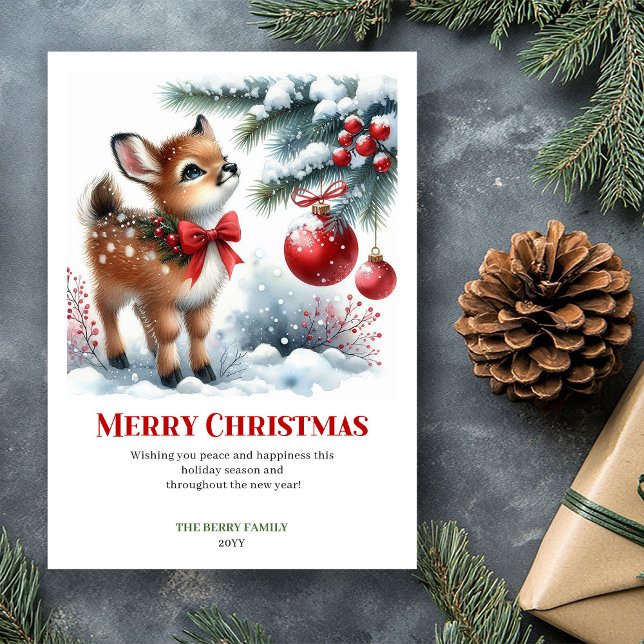 Fairytale Fawn Watercolor Winter Christmas Card (Fairytale Fawn Watercolor Winter Christmas Christmas Ed)