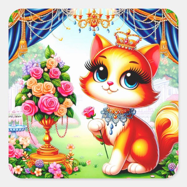 Fairytale Feline  Square Sticker (Front)