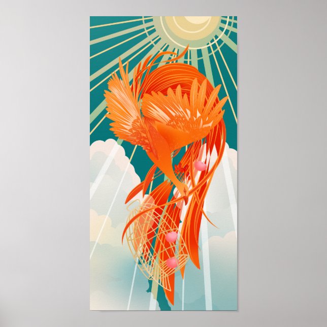 Fairytale Firebird Golden Cage Illustration Poster (Front)