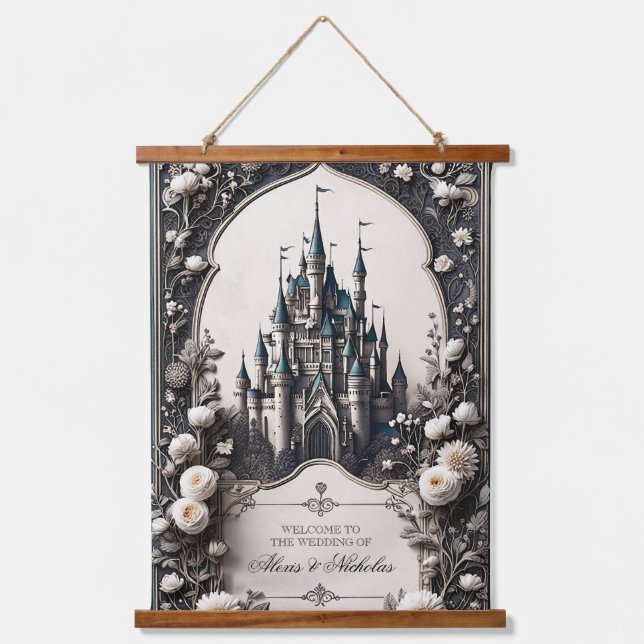 Fairytale Floral Castle Hanging Tapestry (Front)