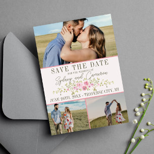 Fairytale Floral Pink & Green Garden Save The Date