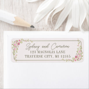 Fairytale Floral Pink & Green Garden Vine Address