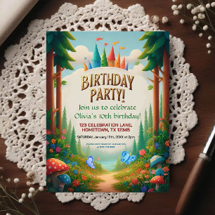 Fairytale Forest Birthday Invitation Postcard
