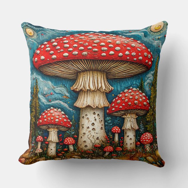🍄 Fairytale Forest Mushrooms Cosy Decor Gift ✨ Cushion (Front)