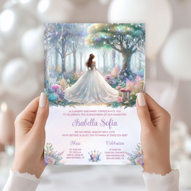 Fairytale Forest Quinceañera Invitation (Enchanted forest invitation - you can change all of the text as needed for any event.)
