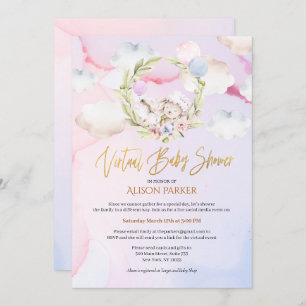 Fairytale Forest Rabbit Pink   Virtual Baby Shower Invitation