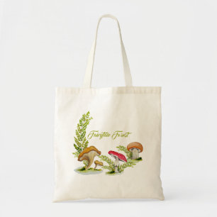 Fairytale forest watercolor set of mushrooms coast tote bag