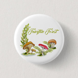 Fairytale forest watercolor set of mushrooms keych 3 cm round badge