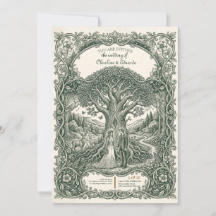 Fairytale Forest Wedding Invite Vintage Style