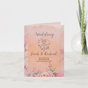 Fairytale Garden Blush Pink Folded Wedding Program Thank You Card