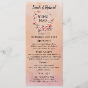 Fairytale Garden Peach Blush Floral Wedding Menu