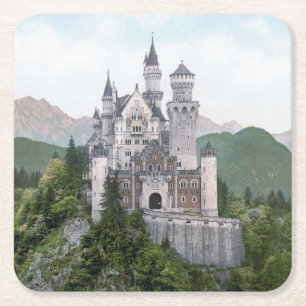 Fairytale German Castle Square Paper Coaster