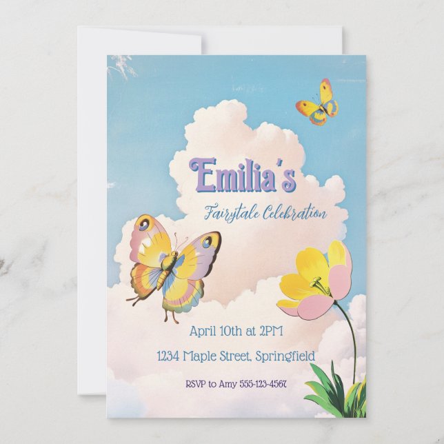 Fairytale Girl's Birthday Invitation (Back)