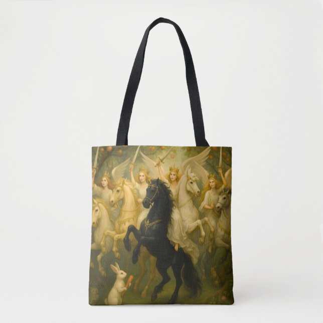 FairyTale Horses and Ethereal Guardian AngelsTote Tote Bag (Front)