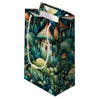 Fairytale in Fairyland Mushroom House Green Orange Small Gift Bag