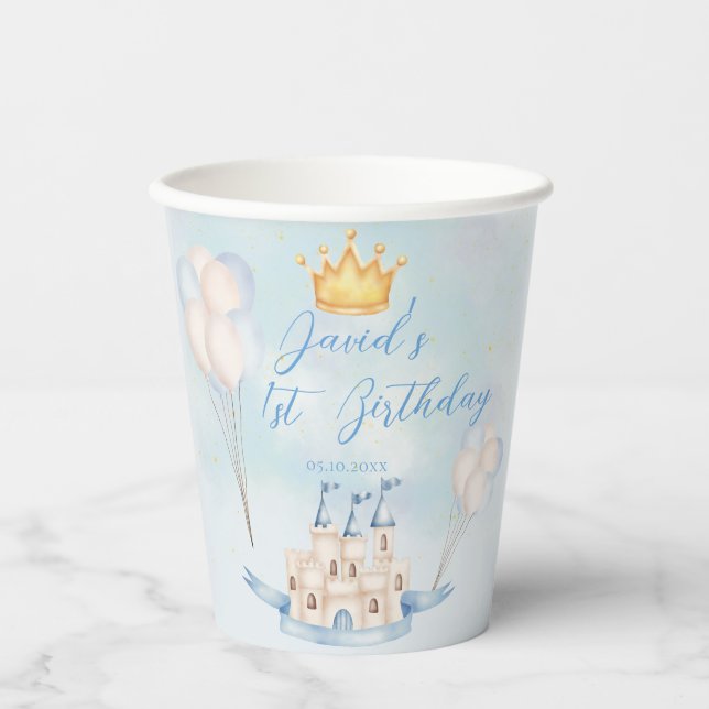  Fairytale magic Castle Crown party 1st Birthday Paper Cups (Front)