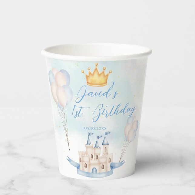  Fairytale magic Castle Crown party 1st Birthday Paper Cups (Front)