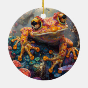 Fairytale magic frog ceramic tree decoration