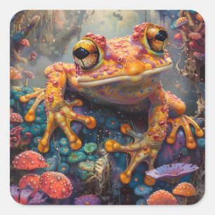 Fairytale magic frog square sticker