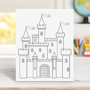 Fairytale Mediaeval Royal Castle Colouring Page Rubber Stamp
