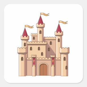 Fairytale Mediaeval Royal Princess Castle Square Sticker