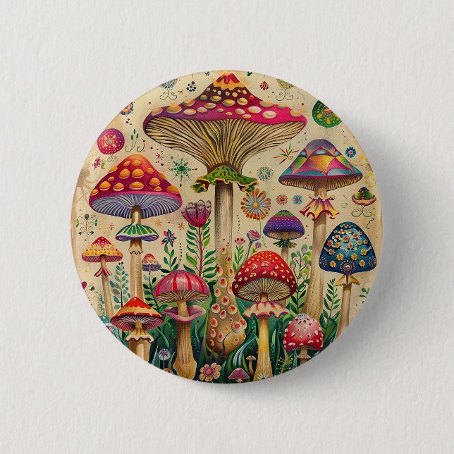 Fairytale Mushrooms 6 Cm Round Badge (Front)