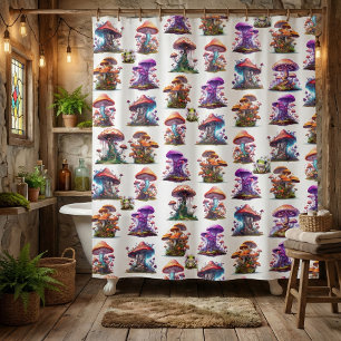 Fairytale Mushrooms and Frogs Shower Curtain