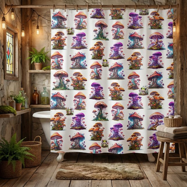 Fairytale Mushrooms and Frogs Shower Curtain (Creator Uploaded)