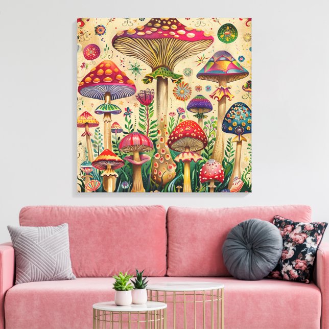 Fairytale Mushrooms Canvas Print (Insitu(LivingRoom))
