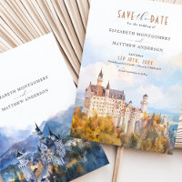 Fairytale Neuschwanstein Castle Save the Date Card