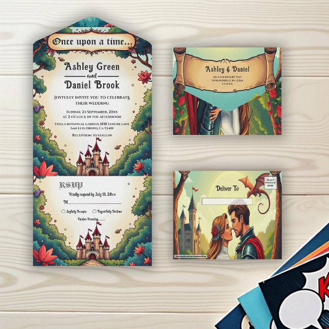 Fairytale Once Upon A Time Castle Woodland Wedding All In One Invitation (Creator Uploaded)