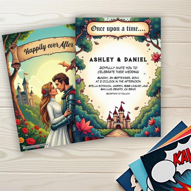 Fairytale Once Upon A Time Castle Woodland Wedding Invitation (Creator Uploaded)