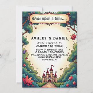 Fairytale Once Upon A Time Castle Woodland Wedding Invitation