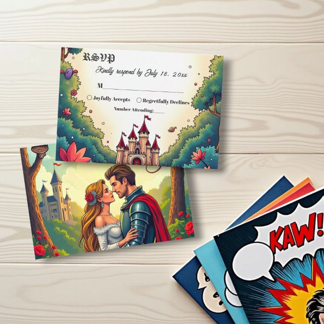 Fairytale Once Upon A Time Castle Woodland Wedding RSVP Card (Creator Uploaded)