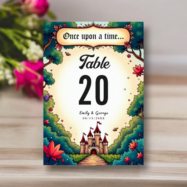 Fairytale Once Upon A Time Castle Woodland Wedding Table Number (Creator Uploaded)