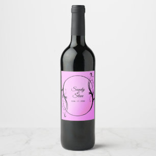 Fairytale Pink Names and Date Wine Label