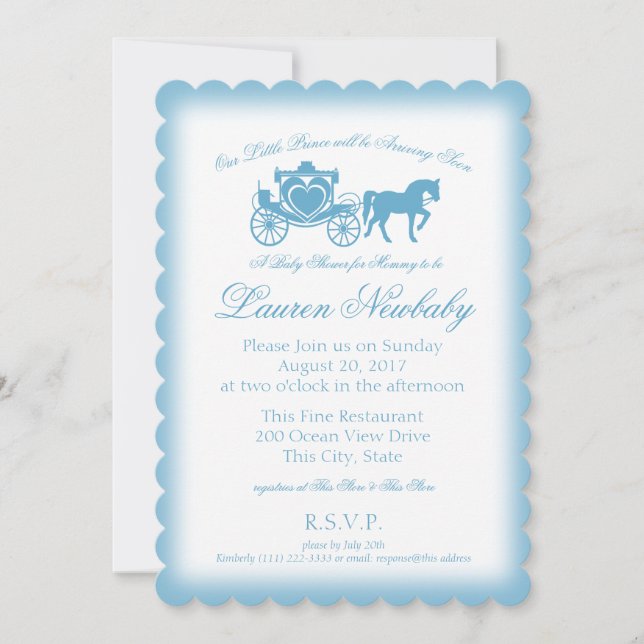 Fairytale Prince Blue Baby Shower Invitation (Front)