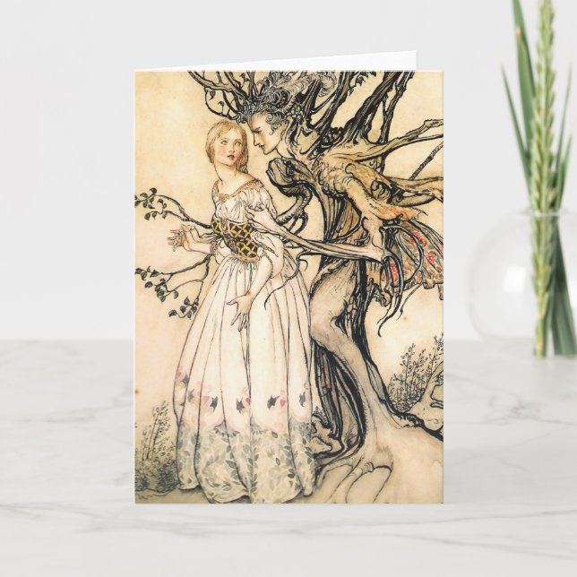 Fairytale Princess and Tree Elf Greeting Card (Front)