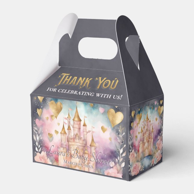 Fairytale Princess Baby Shower Thank You Favour Box (Front Side)