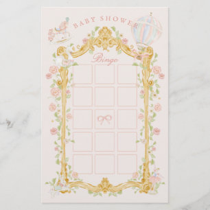 Fairytale princess carousel baby shower bingo flyer