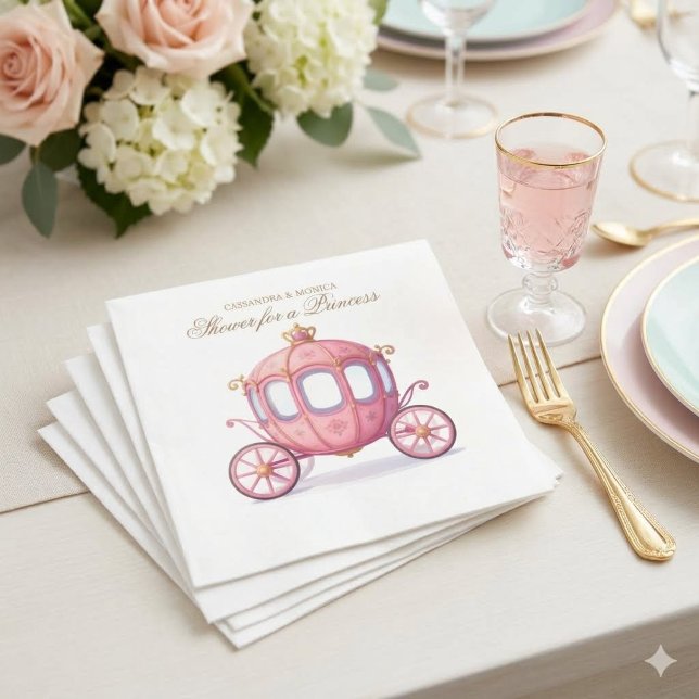 Fairytale Princess Carriage Custom Paper Napkins (Creator Uploaded)